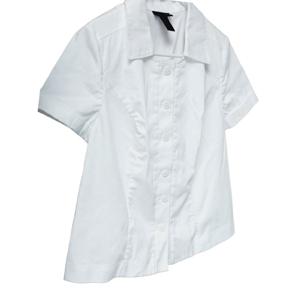 NWOT LANEโBRYANT Plus Size White Short Sleeve dressโShirt. - Picture 3 of 9